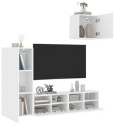 3216500 vidaXL ТВ стенни модули, 4 части, бели, инженерно дърво