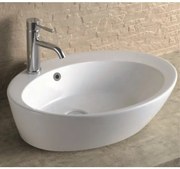 Мивка за баня ICB 851W, монтаж върху плот, с отвор за смесител, порцелан, бял, 61x47x16см