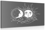 Картина на платно – Черно-бяла хармония на слънцето и луната