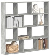 860007 vidaXL Стенен кубичен рафт, 12 отделения, бетонно сив, инженерно дърво