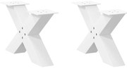 4012941 vidaXL Крака за масичка за кафе, X-образни, 2 бр., бели, 60 x (30-31) см, стомана