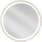 Mexen Esso LED осветено кръгло огледало за баня, 80 см, LED 6000K, анти-пара, златна рамка - 9825-080-080-611-50