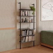 Метална - меламинова стенна библиотека Madison TopMebel в черен - антрацит цвят 60x20x183cm