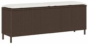 4104155 vidaXL Градинска пейка с възглавница Кафява 110x30x40,5 cm Поли ратан