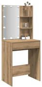 857000 vidaXL Тоалетка с LED, дъб артизан, 60x40x140 см