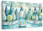 Картина на платно – Приключение на лисица в лодка през гората