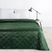 Луксозна велурена покривка за легло със сребрист принт - зелена Ширина: 200 см | Дължина: 220 см