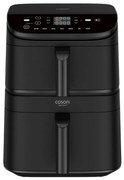 Двоен фритюрник с горещ въздух Cosori CAF-DC121 Turbo Tower, 2630W, 4.3/6.5 л, 7 програми, 30-230C, Сензорно управление, Таймер, Студени стени, Черен