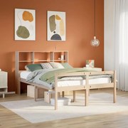 3322004 vidaXL Легло с етажерка за книги, без матрак, 120x190 см, бор масив