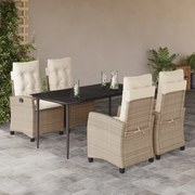 3212806 vidaXL Градински комплект с възглавници, 5 части, бежов полиратан