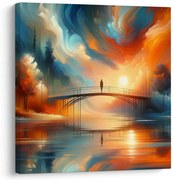 Картина на платно – Залез над река с мост