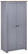 282665 vidaXL Гардероб, сив, 80x50x171,5 см, бор масив, стил Панама