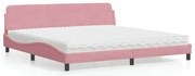 3208476 vidaXL Легло с матрак Dover, розово, 200x200 см, кадифе