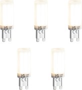 Комплект от 5 димируеми LED крушки G9 с 3 степени на димиране, опал, 4.5W, 500lm, 4000K