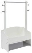 Дървена Стойка за Детски Дрехи, Етажерка с Рафтове за Съхранение - WHITE/GREY