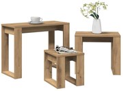 856679 vidaXL Стифиращи маси, 3 бр, дъб артизан, инженерно дърво