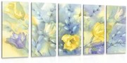 картини от 5 части – Акварелни жълти лалета