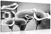 Картина на платно – Елегантни цветя кала в черно-бяло