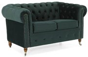 Диван Chesterfield в цвят тъмнозелено, двуместен 150х86х80 см