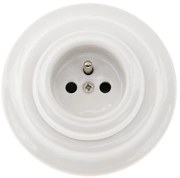 Bohemia-Design - Порцеланова ретро битова розетка с рамка 250V/16A, бяла