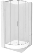 Mexen Rio полукръгла душ кабина 70 x 70 см, мат, хром + поддушовото корито Rio, бял - 863-070-070-01-30-4710