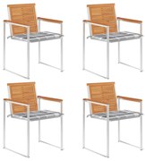 3078484 vidaXL Градински столове 4 бр с възглавници масивно акациево дърво