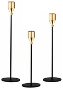 Комплект от 3 свещника — черно/златисто