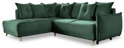 Зелен велурен разтегателен диван (ляв ъгъл) Lazy Lukka - Miuform