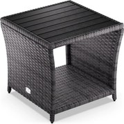 Сива странична маса от полиротанг CASARIA® 45 × 45 × 40 cm