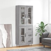 3198631 vidaXL Висок шкаф, сив сонома, 69,5x34x180 см, инженерно дърво