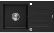 Mexen Pablo мивка гранитна с 1 камера и отцедник 752 x 436 мм, черна, сифон хром - 6510751010-77
