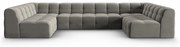 Ъглов диван от сиво кадифе (U-образен) Kendal - Micadoni Home