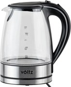 Електрическа кана Voltz V51230E, 2200W, 1.7 литра ,Стъклена, Светеща, Инокс