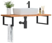 3302441 vidaXL Стенен рафт за мивка, стомана и масивно дърво бук