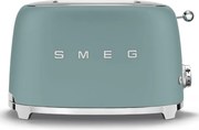 Тостер за хляб SMEG 50's Style TSF01EGMEU, 950W, 2 филии, 6 нива, Тавичка за трохи, Вграден кабел, Неръждаема стомана, Изумрудено зелен
