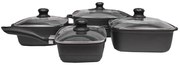 Комплект тенджери и касерола COOKSUN CS 4323-8, 8 части, Квадратни, Мраморно покритие, Черен