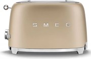 Тостер за хляб SMEG 50's Style TSF01CHMEU, 950W, 2 филии, 6 нива, Тавичка за трохи, Вграден кабел, Неръждаема стомана, Шампанско