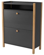 Тъмно сив шкаф за обувки с две чекмеджета Bode - Woodman