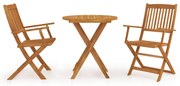 3058255 vidaXL Сгъваем градински трапезен комплект от 3 части, акация масив