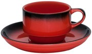 Gural Porselen - Marmaris Black/Red Чашка с чинийка 230ml. (NBNEO02CT631KMZS)