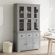 3206453 vidaXL Висок шкаф BODO, сив, 115,5x43x200,5 см, бор масив