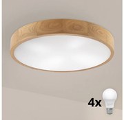 Brilagi - LED таванен плафон CARVALHO 4x E27/60W/230V, дъб, Ø 57,5 cm