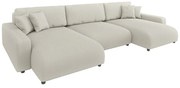 Кремав ъглов диван с място за съхранение от рипсено кадифе Sara – Ropez