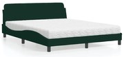 3208434 vidaXL Легло с матрак Dover, тъмнозелено, 160x200 см, кадифе