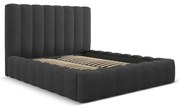 Антрацитно тапицирано двойно легло с място за съхранение с включена подматрачна рамка 160x200 cm Kelp – Micadoni Home