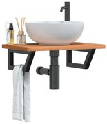 3302371 vidaXL Стенен рафт за мивка, стомана и масивно дърво бук