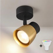 Brilagi - LED RGBW димируемо точково осветително тяло NUGGET 1xGU10/6W/230V черно/златно