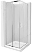 Mexen Rio квадратна душ кабина 80 x 80 cm, прозрачна, хром + плоско дъно, бял - 860-080-080-01-00-4010