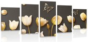 картини от 5 части – Лалета със златен мотив