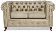 Диван Chesterfield във винтидж кремаво, двуместен 150х86х80 см